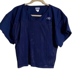 Reebok Vintage Women's Blue V Neck Aircool Mesh Athletic Crop Top Size XL